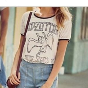 Free People Led Zeppelin Trunk Limited Edition T-Shirt, White, Small
